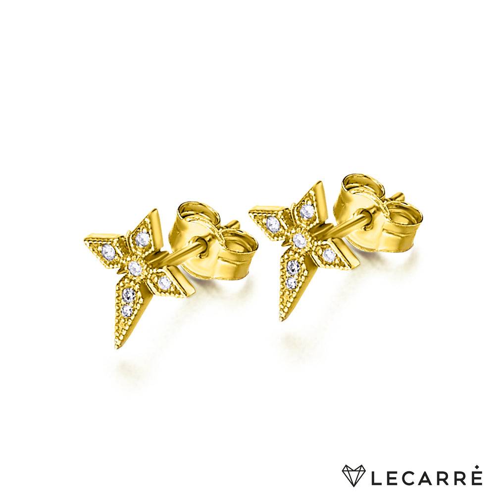 Lecarre 18 ct Gold Cruces Earrings O.A Brill. GB102OA.00 Highcove