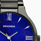 Sekonda Classic Mens Watch | Gun Metal Case & Stainless Steel Bracelet With Blue Dial | 1140