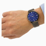 Sekonda Classic Mens Watch | Gun Metal Case & Stainless Steel Bracelet With Blue Dial | 1140