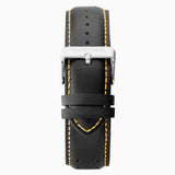 Sekonda Velocity Chronograph Mens Watch | Silver Case & Leather Strap With Yellow Dial | 1395