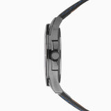 Sekonda Sports Mens Watch | Gun Metal Case & Leather Strap With Blue Dial | 1634