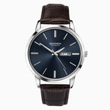 Sekonda Classic Mens Watch | Silver Case & Leather Upper Strap With Blue Dial | 1662