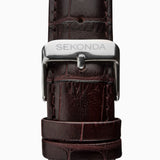 Sekonda Classic Mens Watch | Silver Case & Leather Upper Strap With Blue Dial | 1662