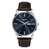Sekonda Classic Mens Watch | Silver Case & Leather Upper Strap With Blue Dial | 1662