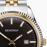 Sekonda King Mens Watch | Two Tone Case & Stainless Steel Bracelet With Black Dial | 1836