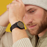 Sekonda Bergen Mens Watch | Black Case & Leather Upper Strap With Grey Dial | 1844