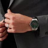 Sekonda Velocity Chronograph Mens Watch | Silver Case & Stainless Steel Bracelet With Green Dial | 1913