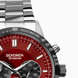 Sekonda Velocity Chronograph Mens Watch | Silver Case & Stainless Steel Bracelet with Red Dial | 1914