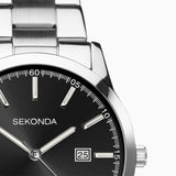 Sekonda Taylor Mens Watch | Silver Case & Stainless Steel Bracelet With Black Dial | 1944