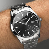Sekonda Taylor Mens Watch | Silver Case & Stainless Steel Bracelet With Black Dial | 1944