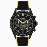 Sekonda Velocity Chronograph Mens Watch | Black Stainless Steel Case & Black Canvas Strap With Black Dial | 30018