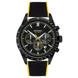 Sekonda Velocity Chronograph Mens Watch | Black Stainless Steel Case & Black Canvas Strap With Black Dial | 30018