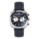 Sekonda Airborne Mens Chronograph Watch | Silver Case & Blue Leather Strap With Blue Dial | 30027