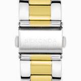 Sekonda Taylor Mens Watch | Two Tone Case & Stainless Steel Bracelet With Black Dial | 30049