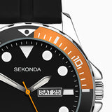 Sekonda Balearic Mens Watch | Silver Alloy Case & Black Rubber Strap With Black Dial | 30118