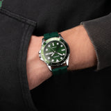 Sekonda Balearic Mens Watch | Silver Alloy Case & Green Rubber Strap With Green Dial | 30119
