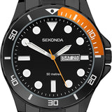 Sekonda Balearic Mens Watch | Black Alloy Case & Stainless Steel Bracelet with a Black Dial | 30120