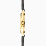 Sekonda Easy Reader Ladies Watch | Gold Alloy Case & Black Leather Strap With White Dial | 30123