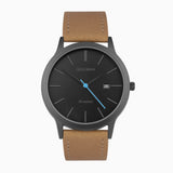 Sekonda Bergen Mens Watch | Black Alloy Case & Tan Leather Strap with Black Dial | 30133
