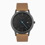 Sekonda Bergen Mens Watch | Black Alloy Case & Tan Leather Strap With Black Dial | 30133