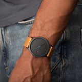 Sekonda Bergen Mens Watch | Black Alloy Case & Tan Leather Strap With Black Dial | 30133