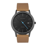 Sekonda Bergen Mens Watch | Black Alloy Case & Tan Leather Strap With Black Dial | 30133