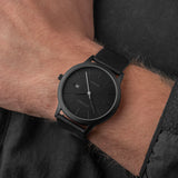 Sekonda Bergen Mens Watch | Black Alloy Case & Black Leather Strap With Black Dial | 30134