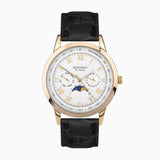 Sekonda Armstrong Moon Phase Menã¢¬¢S Watch | Gold Alloy Case & Black Leather Strap With Silver Dial | 30147