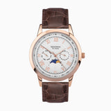 Sekonda Armstrong Moon Phase Menã¢¬¢S Watch | Rose Gold Alloy Case & Brown Leather Strap With Silver Dial | 30148
