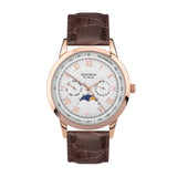 Sekonda Armstrong Moon Phase Menã¢¬¢S Watch | Rose Gold Alloy Case & Brown Leather Strap With Silver Dial | 30148