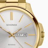 Sekonda Jones mens Watch | Gold Stainless Steel Case & Bracelet | Silver Dial | 30154