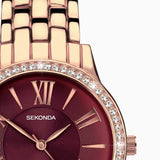 Sekonda Charlotte Ladies Watch | Rose Gold Case & Alloy Bracelet With Ruby Dial | 40290
