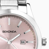 Sekonda Taylor Ladies Watch | Silver Case & Stainless Steel Bracelet With Pale Pink Dial | 40398