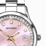 Sekonda Catherine Ladies Watch | Silver Case & Stainless Steel Bracelet With Pink Dial | 40475