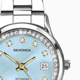 Sekonda Catherine Ladies Watch | Silver Case & Stainless Steel Bracelet With Blue Dial | 40476