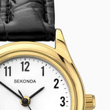 Sekonda Easy Reader Ladies Watch | Gold Case & Leather Upper Strap with White Dial | 4493