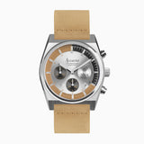 Accurist Origin Men'S Chronograph Watch | Silver Case & Tan Leather Strap With Silver Dial | 41Mm | 70006