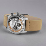 Accurist Origin Men'S Chronograph Watch | Silver Case & Tan Leather Strap With Silver Dial | 41Mm | 70006