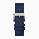Accurist Origin Men'S Watch | Silver Case & Blue Canvas Strap With White Dial | 41Mm | 70011