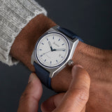 Accurist Origin Men'S Watch | Silver Case & Blue Canvas Strap With White Dial | 41Mm | 70011