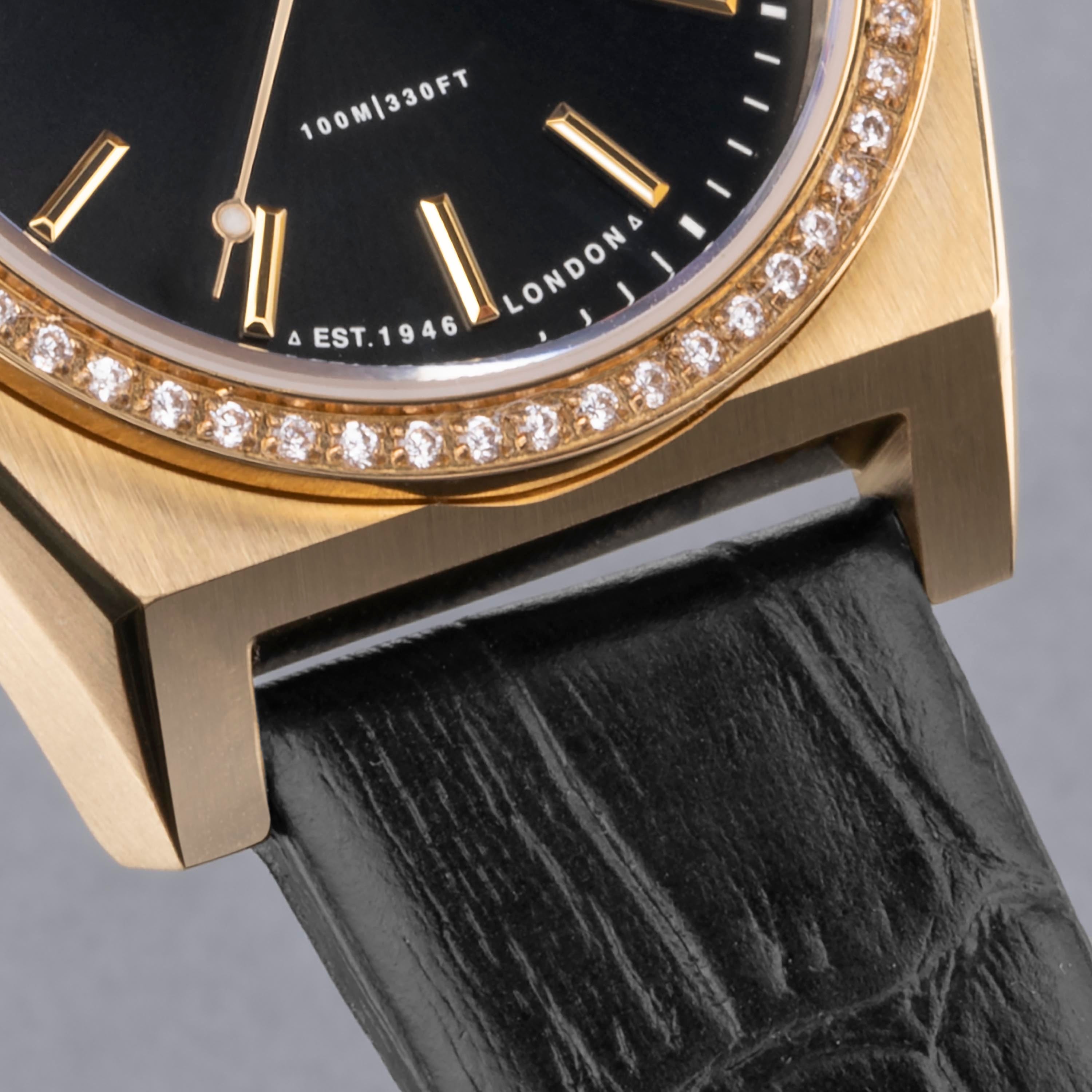 Accurist Origin Ladies Watch | Silver Case & Black Leather Strap With Black Dial | 34Mm | 70014