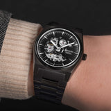 Accurist Origin Automatic Men'S Watch | Black Stainless Steel Case & Bracelet With Skeleton Dial | 41Mm | 70023