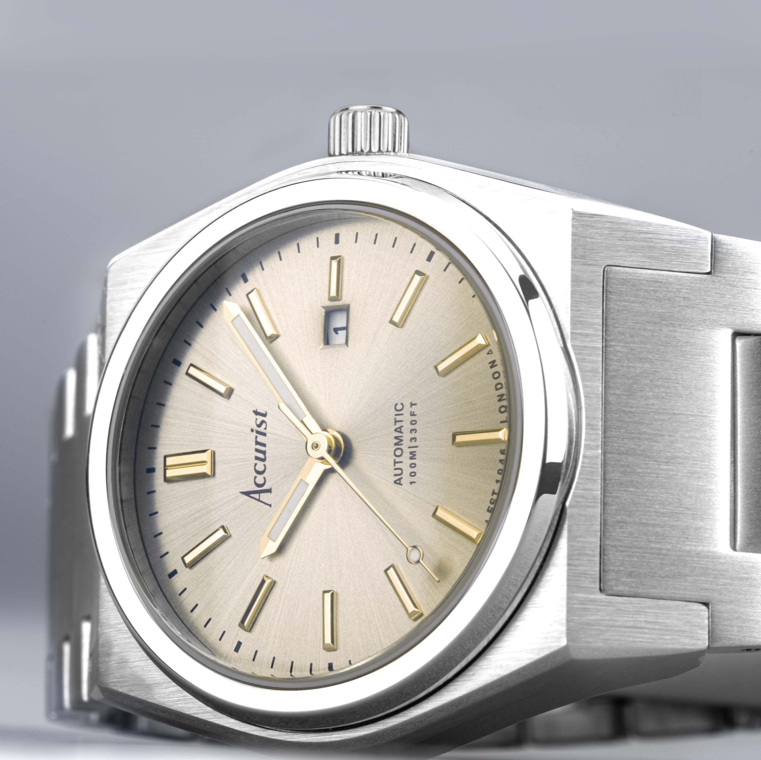 Accurist Origin Automatic Ladies Watch | Silver Stainless Steel Case & Bracelet With Champagne Dial | 34Mm | 70024