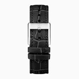 Accurist Rectangle Ladies Watch | Silver Case & Black Leather Strap With White Dial | 26Mm | 71001