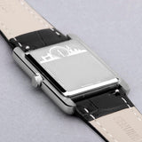 Accurist Rectangle Ladies Watch | Silver Case & Black Leather Strap With White Dial | 26Mm | 71001