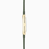 Accurist Rectangle Ladies Watch | Gold Case & Green Leather Strap With White Dial | 26Mm | 71003
