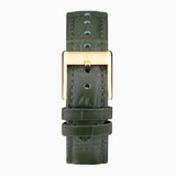 Accurist Rectangle Ladies Watch | Gold Case & Green Leather Strap With White Dial | 26Mm | 71003