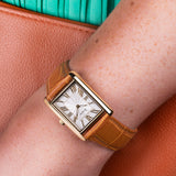 Accurist Rectangle Ladies Watch | Gold Case & Tan Leather Strap With White Dial | 26Mm | 71004