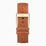 Accurist Rectangle Ladies Watch | Gold Case & Tan Leather Strap With White Dial | 26Mm | 71004