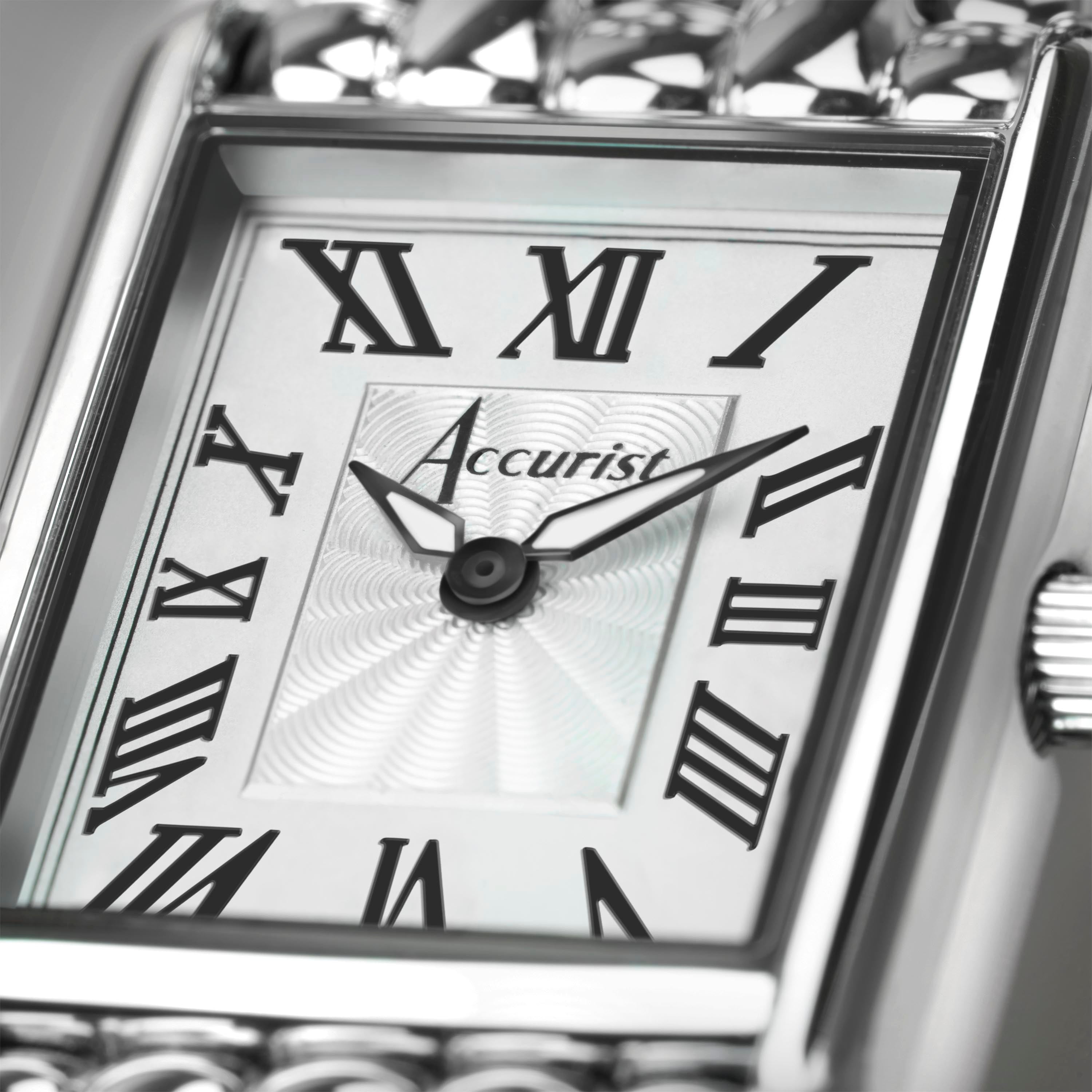 Accurist Rectangle Ladies Watch | Silver Case & Stainless Steel Bracelet With White Dial | 26Mm | 71006